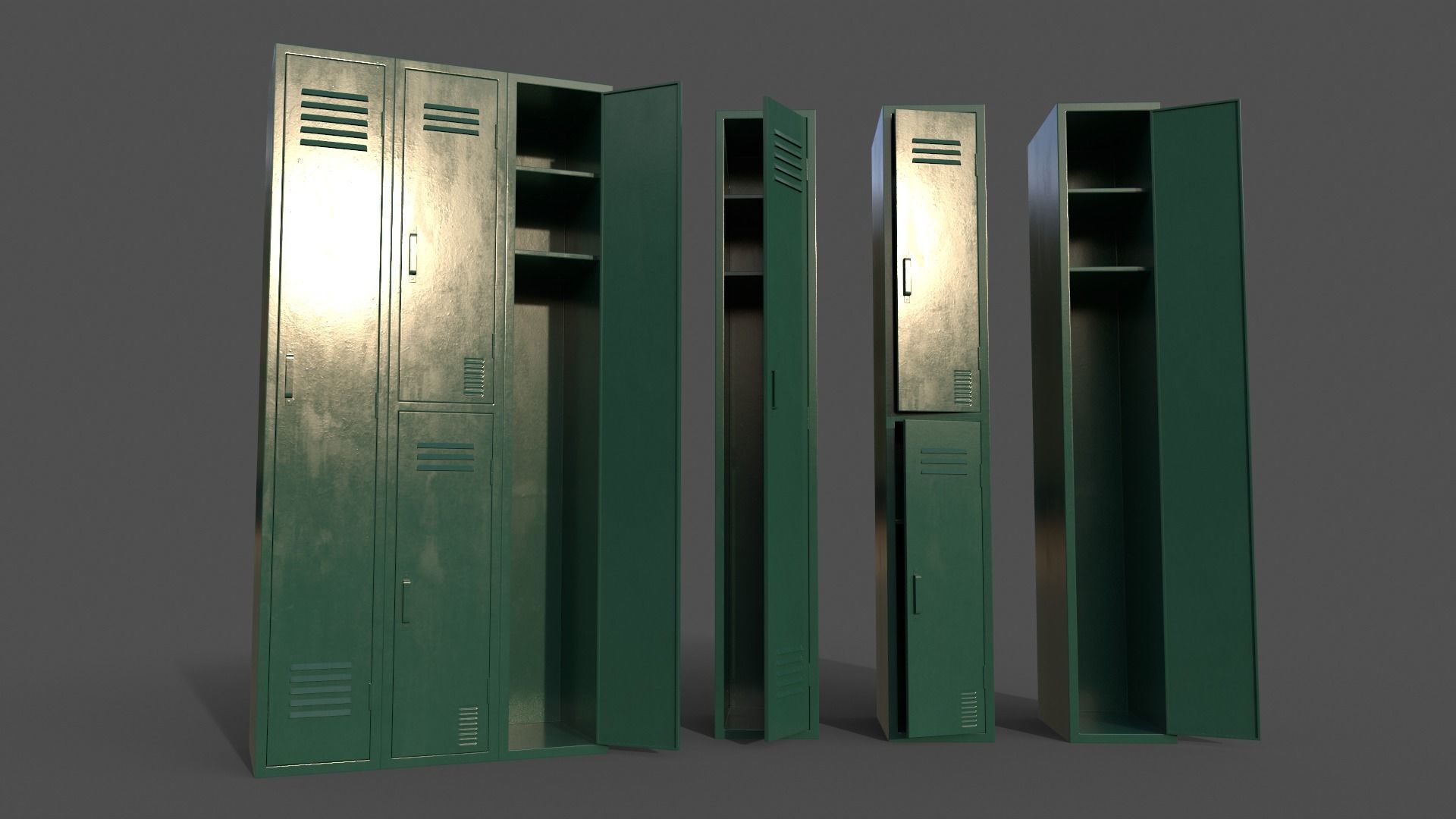 PBR School Gym Locker 04 - Multi color Pack 3D Model Collection_24