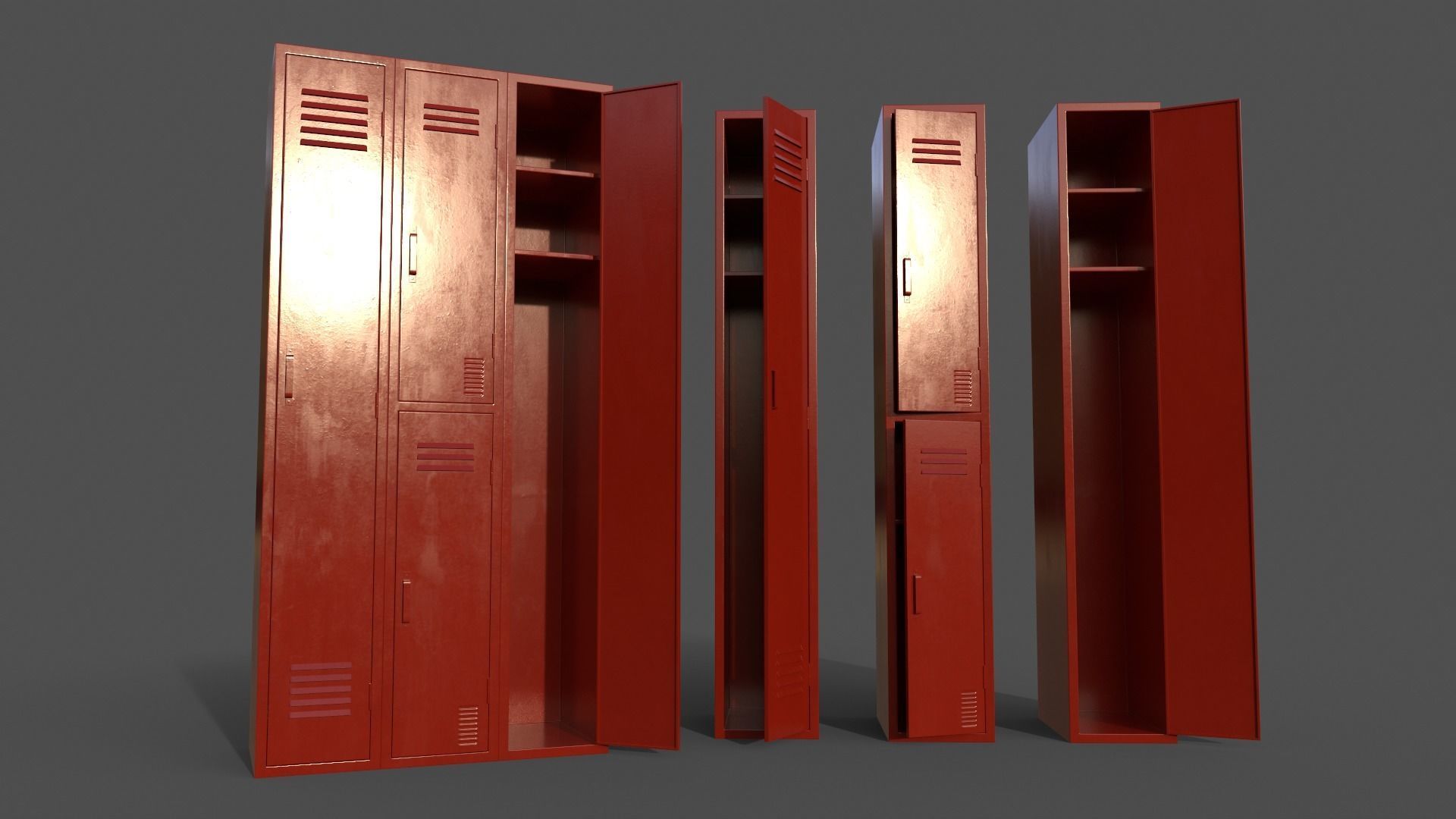PBR School Gym Locker 04 - Multi color Pack 3D Model Collection_33