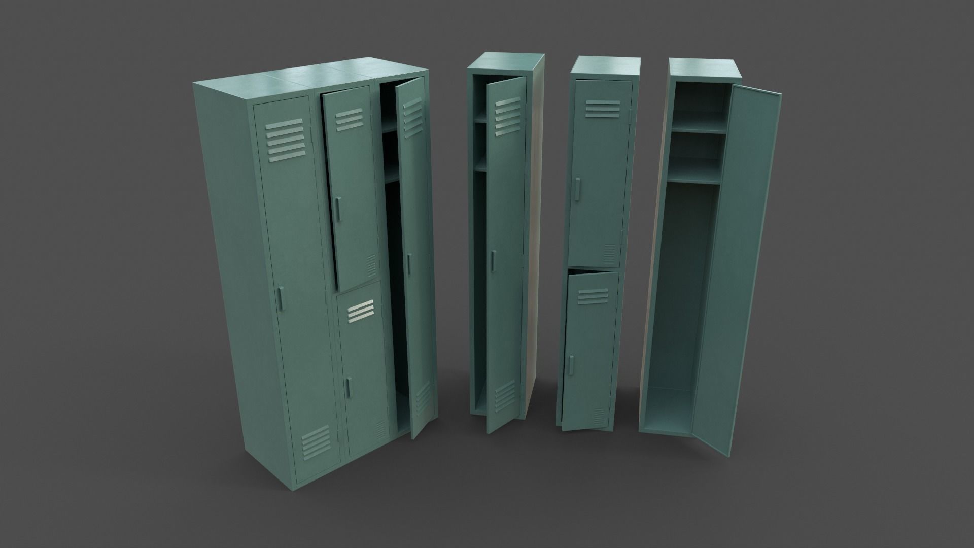PBR School Gym Locker 04 - Multi color Pack 3D Model Collection_6
