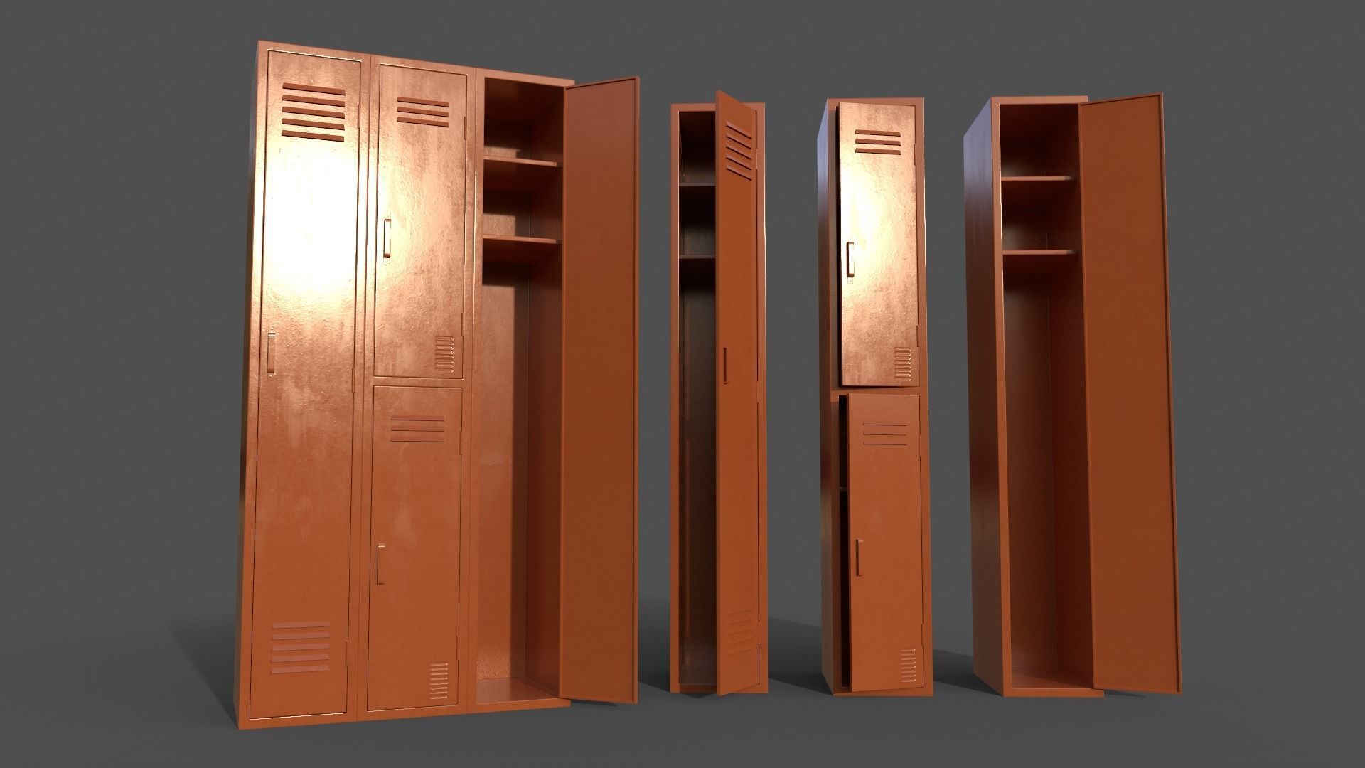 PBR School Gym Locker 04 - Multi color Pack 3D Model Collection_42