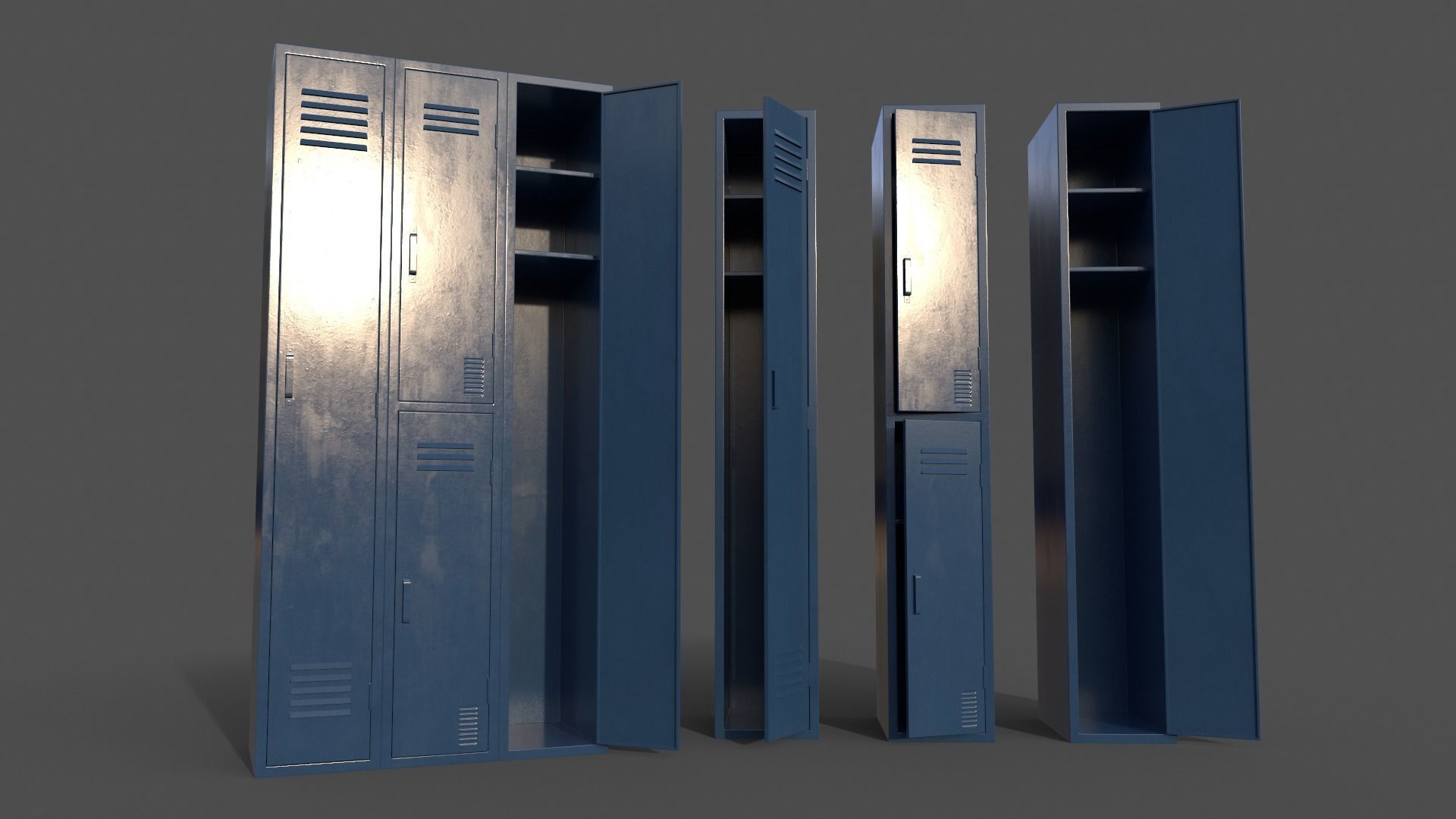 PBR School Gym Locker 04 - Multi color Pack 3D Model Collection_12