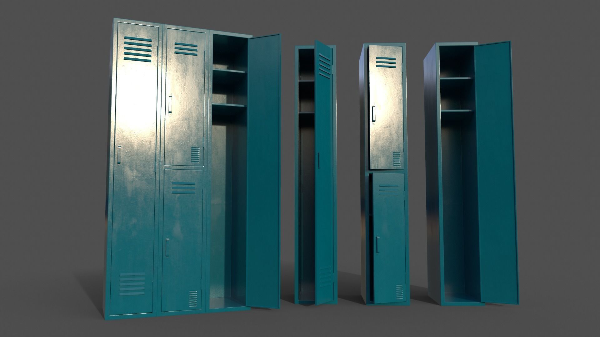 PBR School Gym Locker 04 - Multi color Pack 3D Model Collection_27