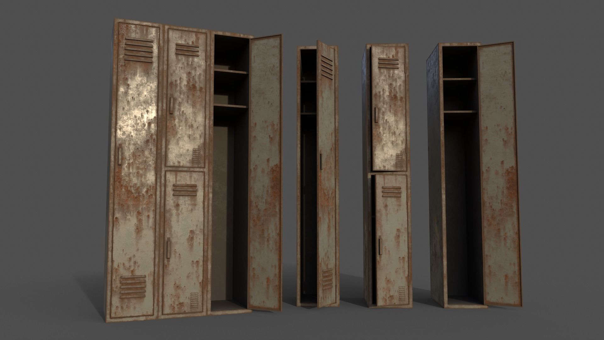 PBR School Gym Locker 04 - Multi color Pack 3D Model Collection_41