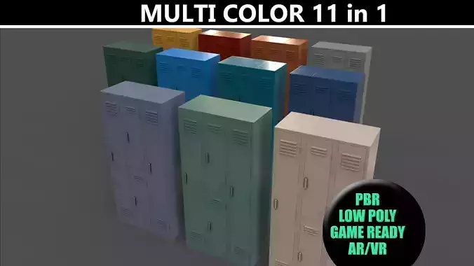 PBR School Gym Locker 04 - Multi color Pack 3D Model Collection