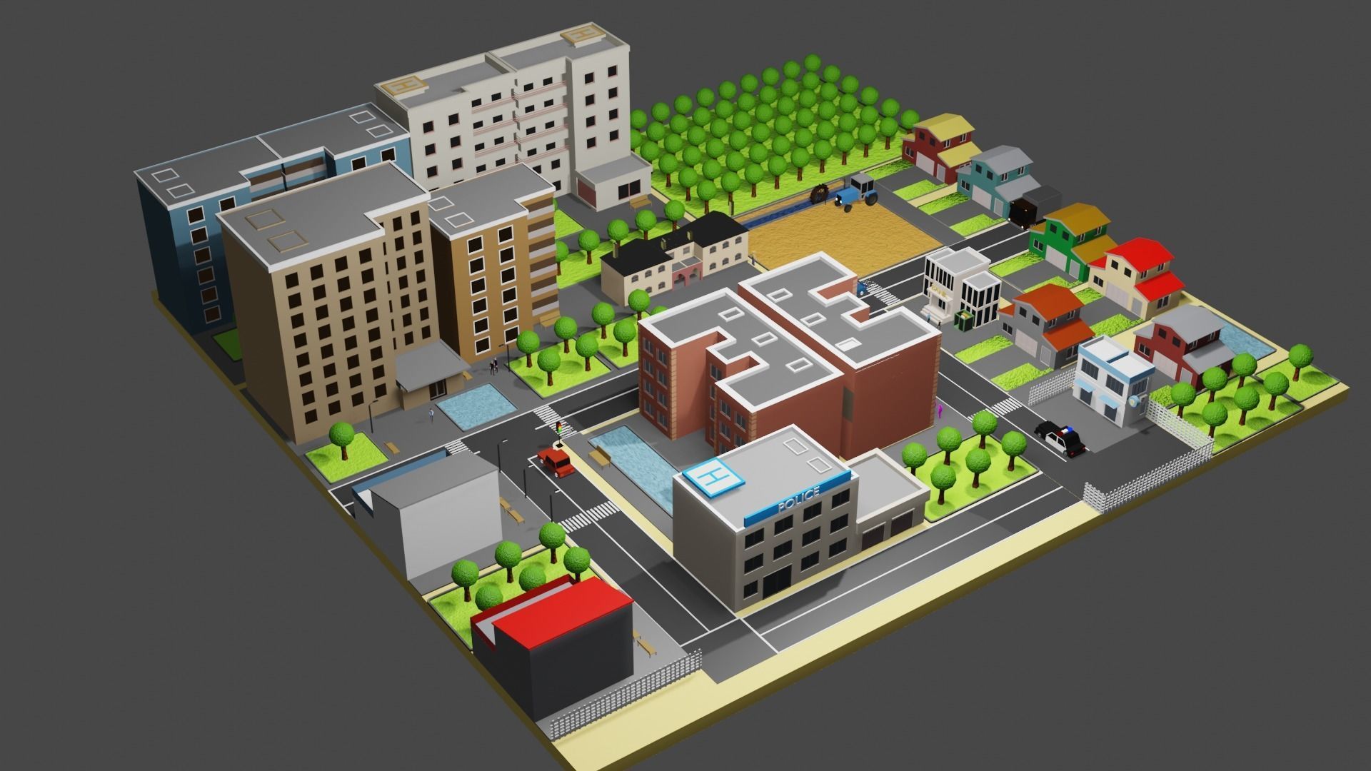 Low  poly city pack Low-poly 3D model_15