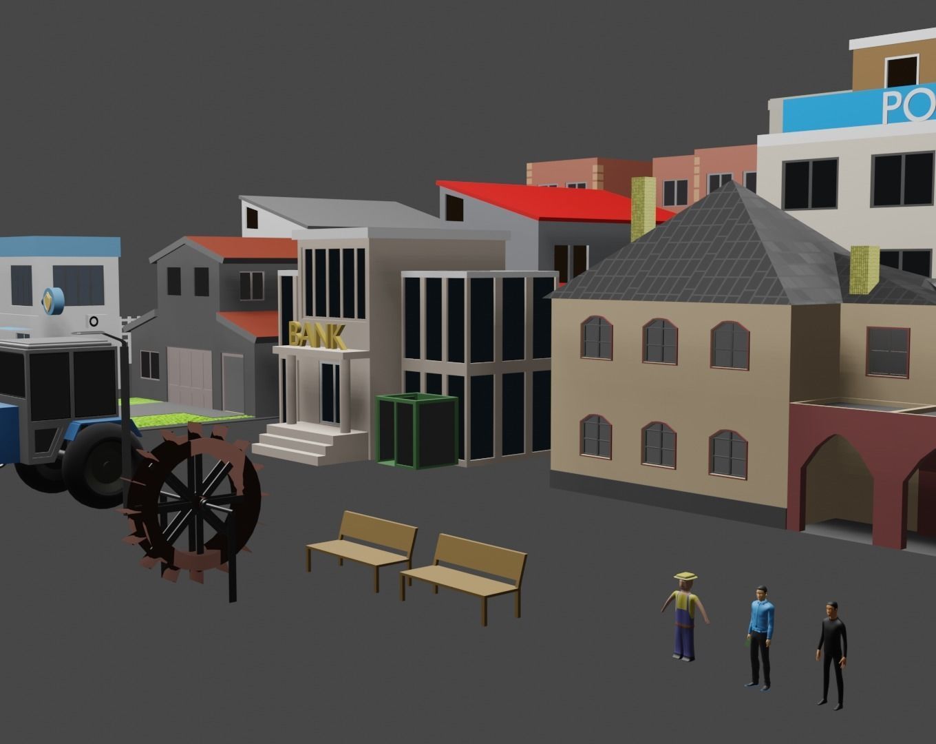 Low  poly city pack Low-poly 3D model_8