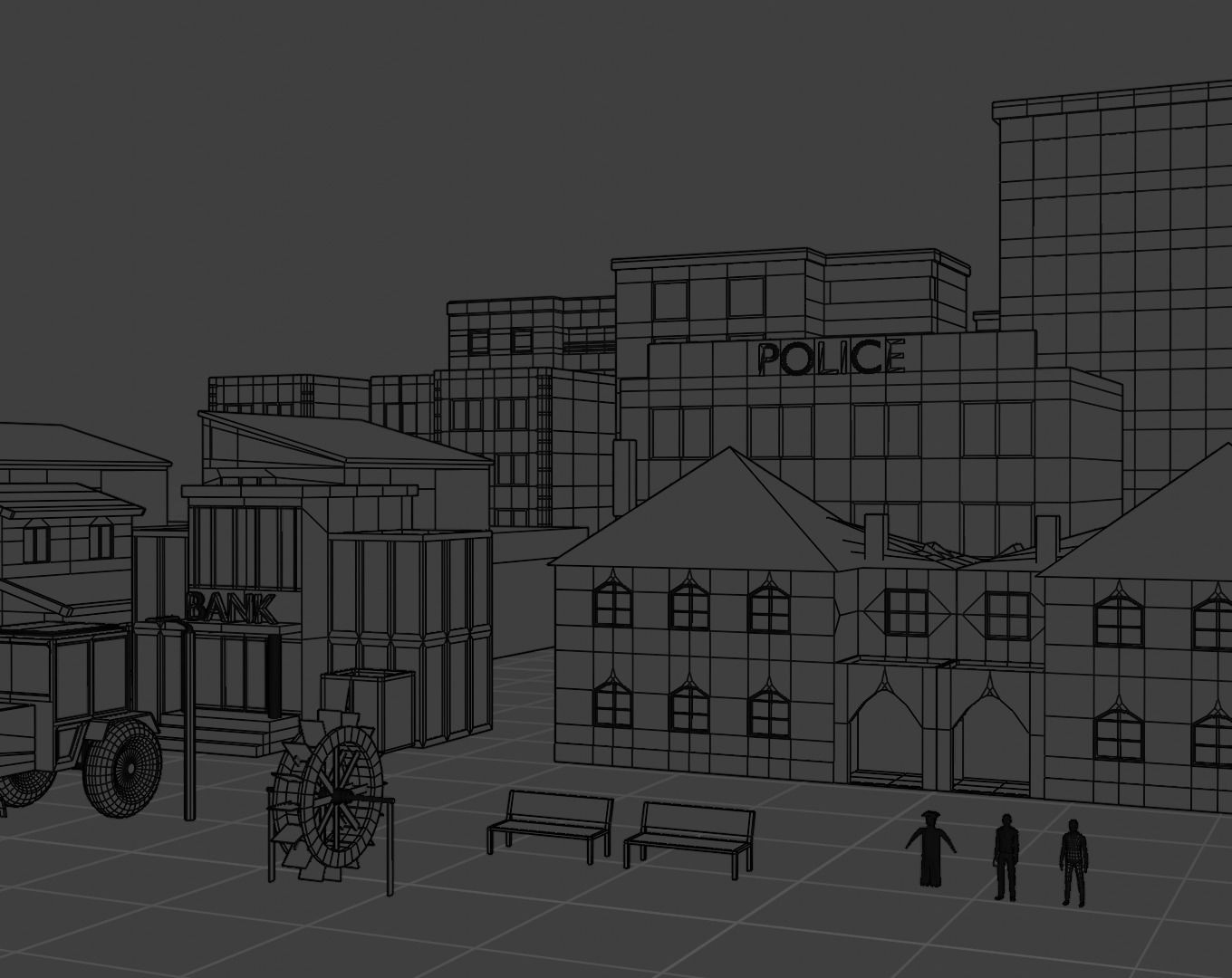 Low  poly city pack Low-poly 3D model_1