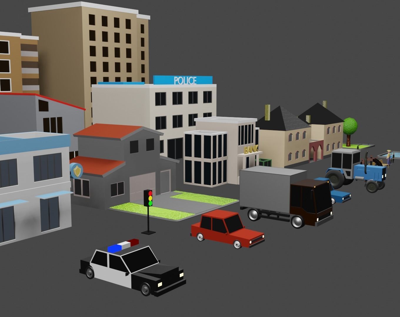 Low  poly city pack Low-poly 3D model_7