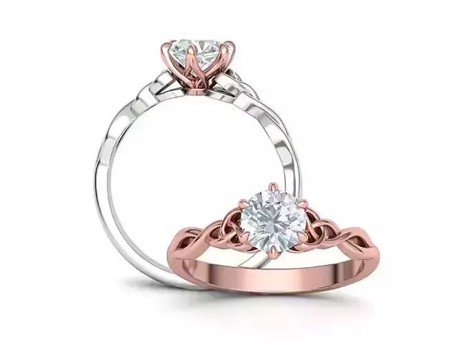 Celtic Knot Engagement ring 1ct Stone TwoTone Unique Design  3D print model