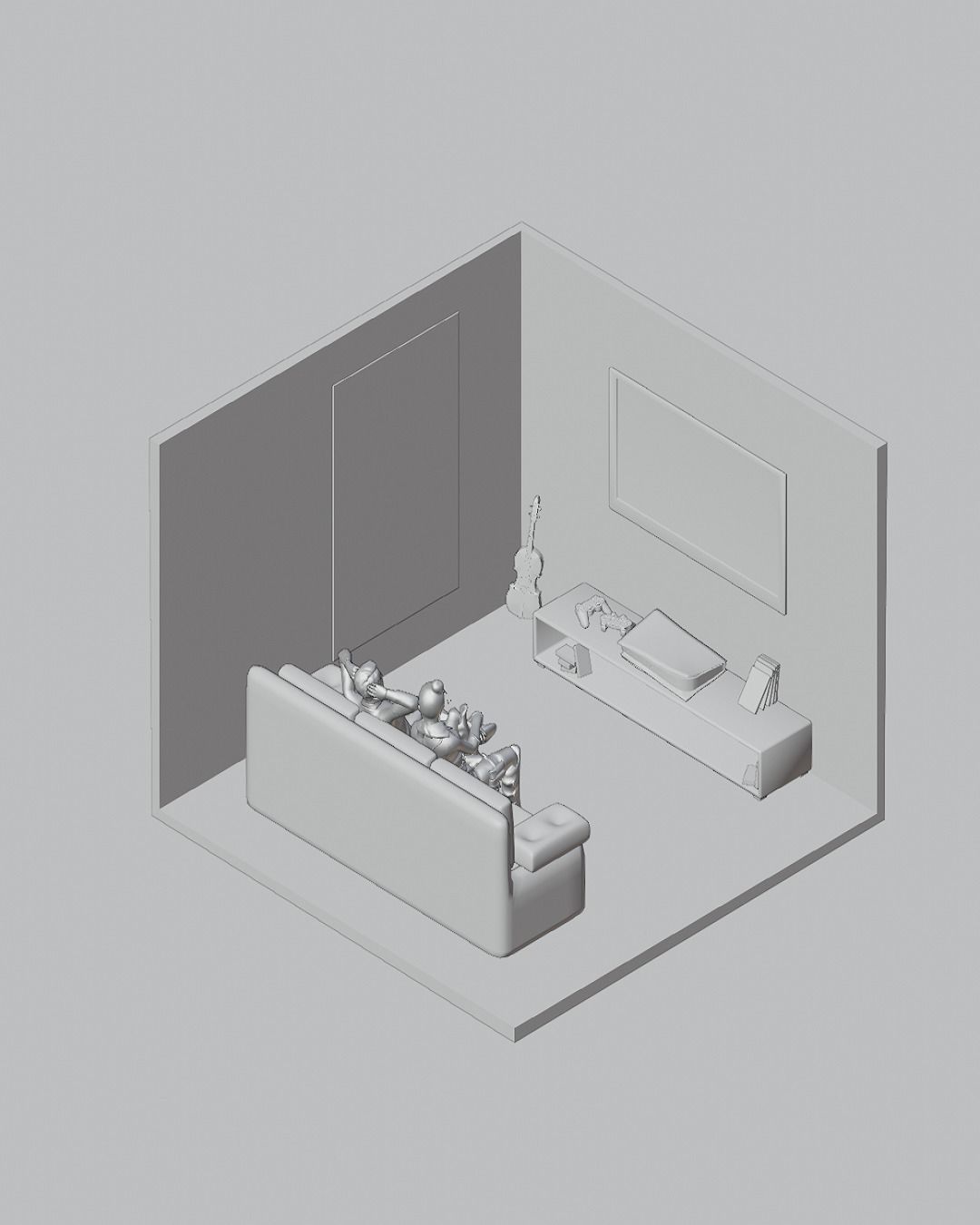 Isometric Room Low Poly Model Low-poly 3D model_3