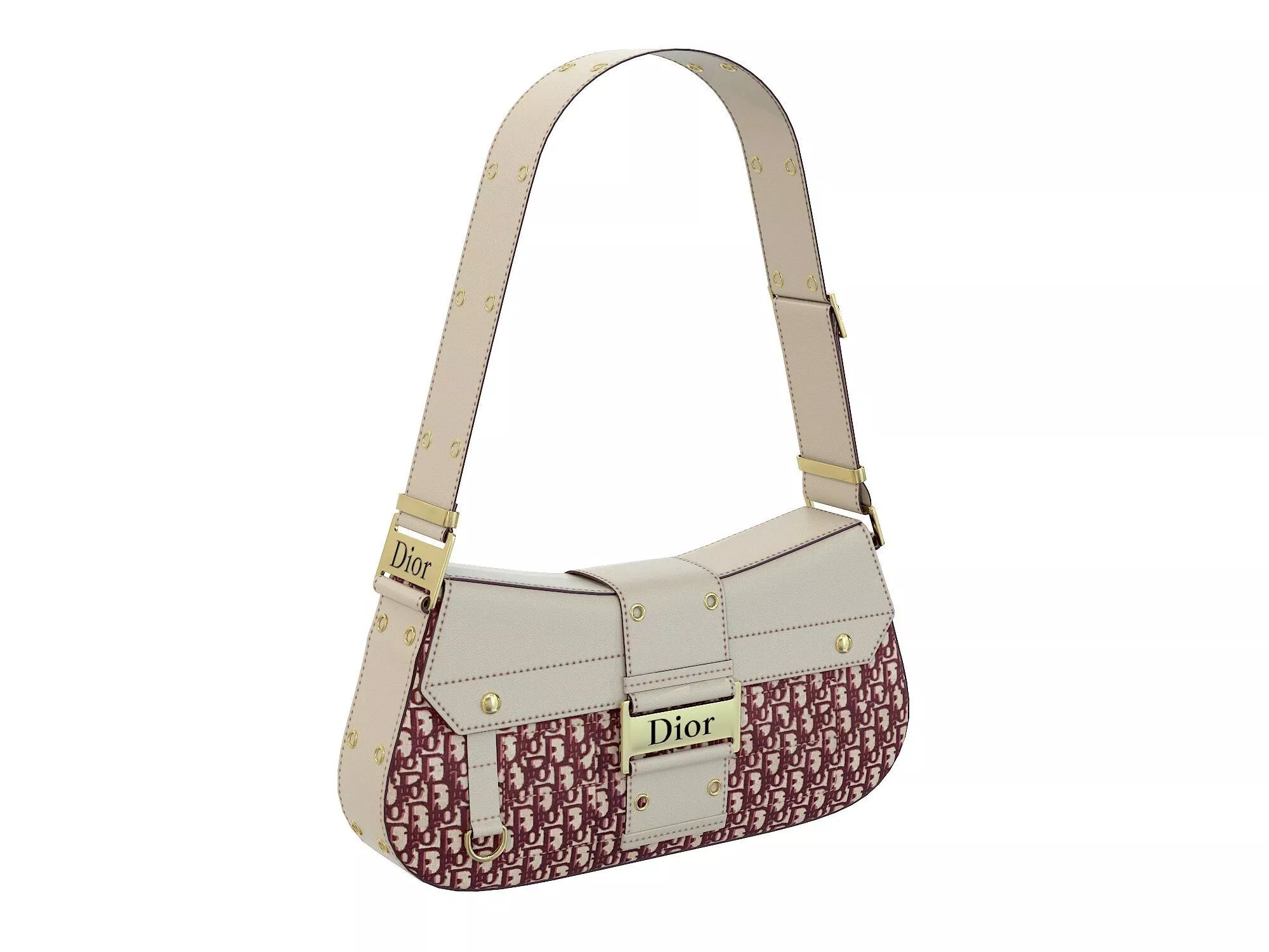 Dior Street Chic Bag Cream Red Print 3D model