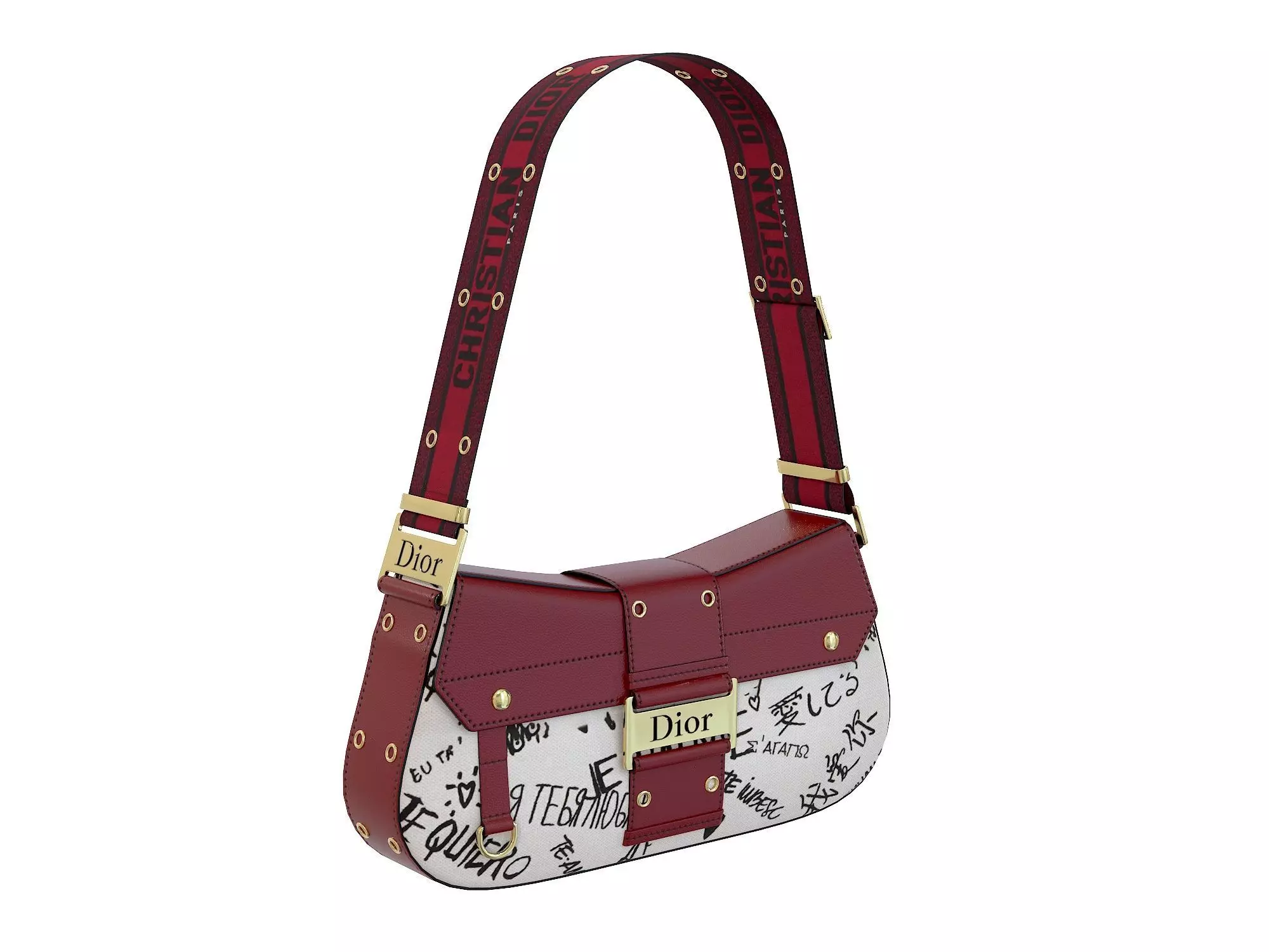 Dior Street Chic Bag Red Print 3D model