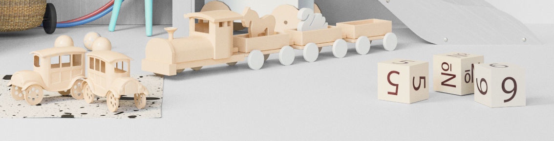 Children wardrobe with decor and toys 3D model_4