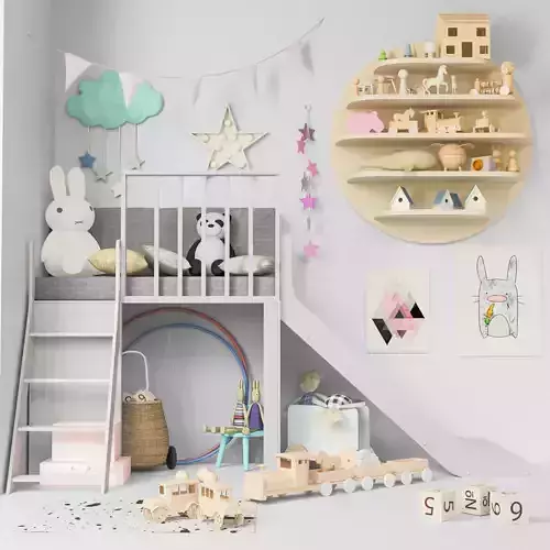 Children wardrobe with decor and toys