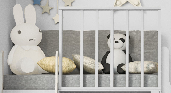 Children wardrobe with decor and toys 3D model_3