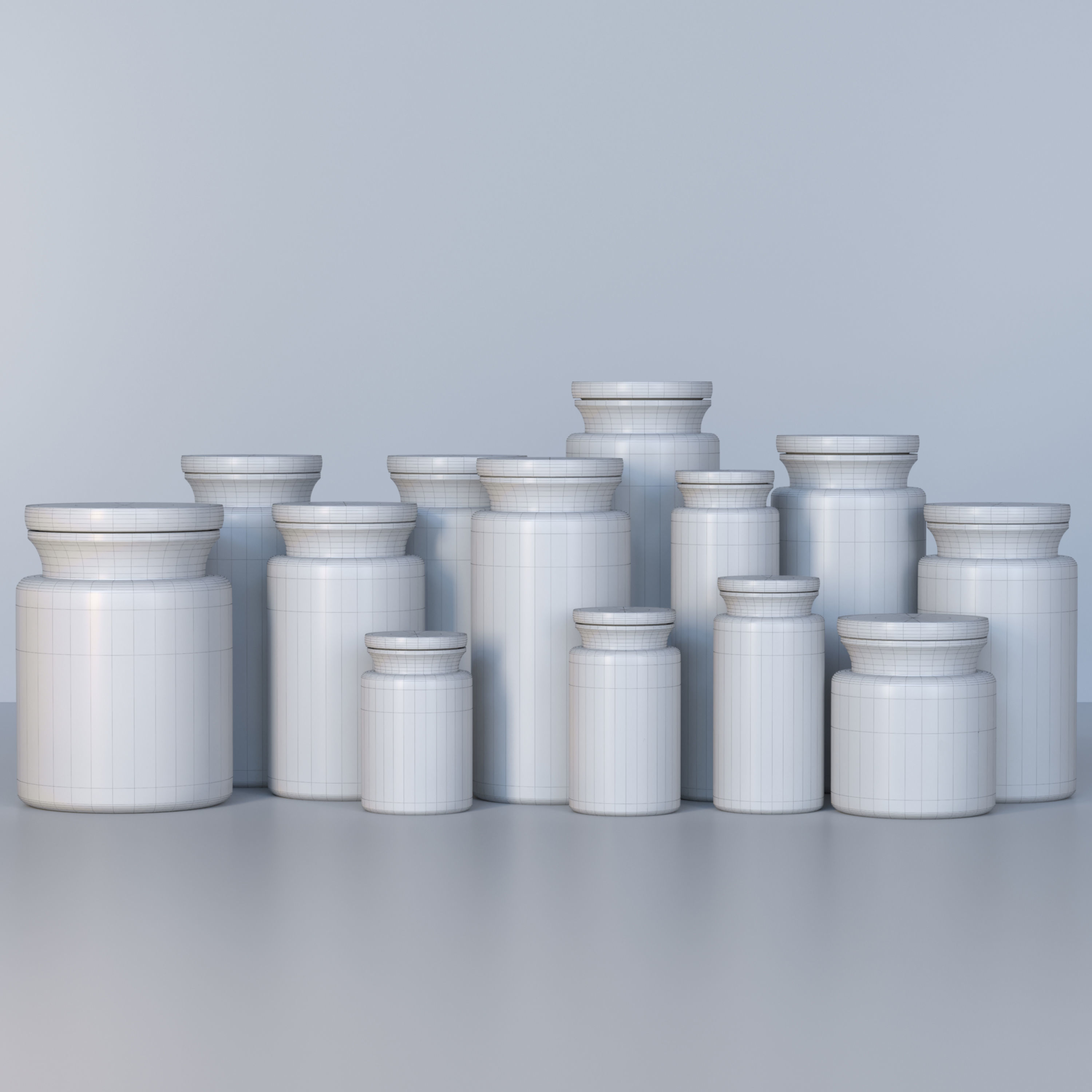 Spices glass jars with nuts and seeds 3D model_1