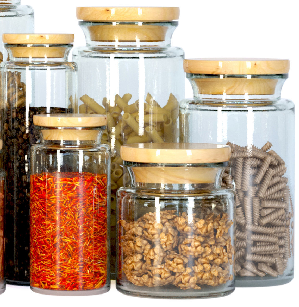 Spices glass jars with nuts and seeds 3D model_3