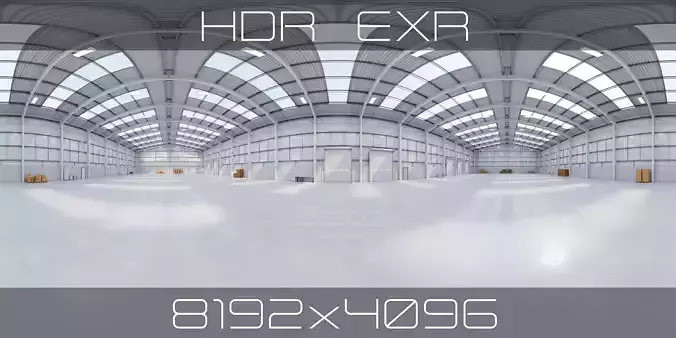 HDRI - Industrial Warehouse Interior 11b - 8192x4096