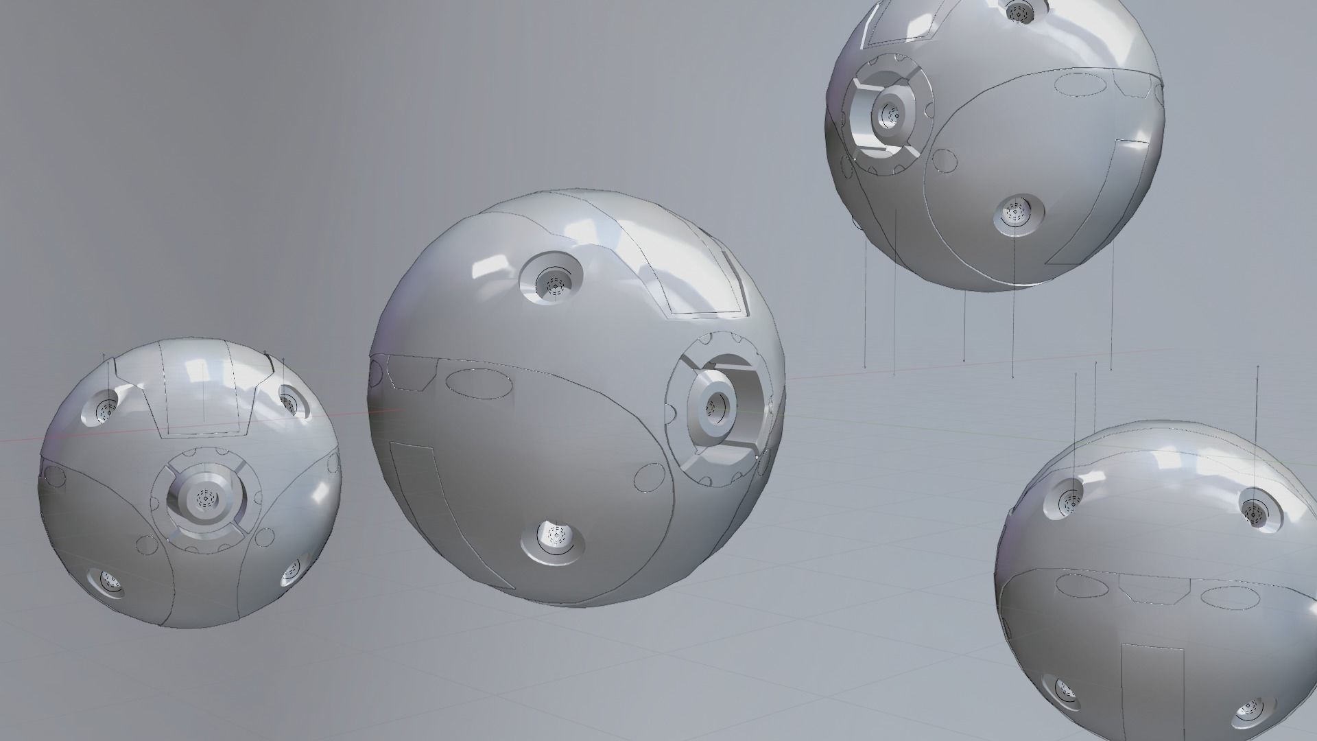 sci-fi futuristic balls mechanics Low-poly 3D model_2