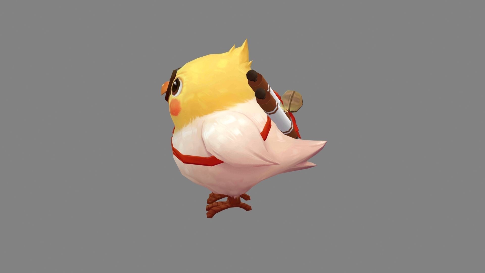 Cartoon bird with glasses Low-poly 3D model_2