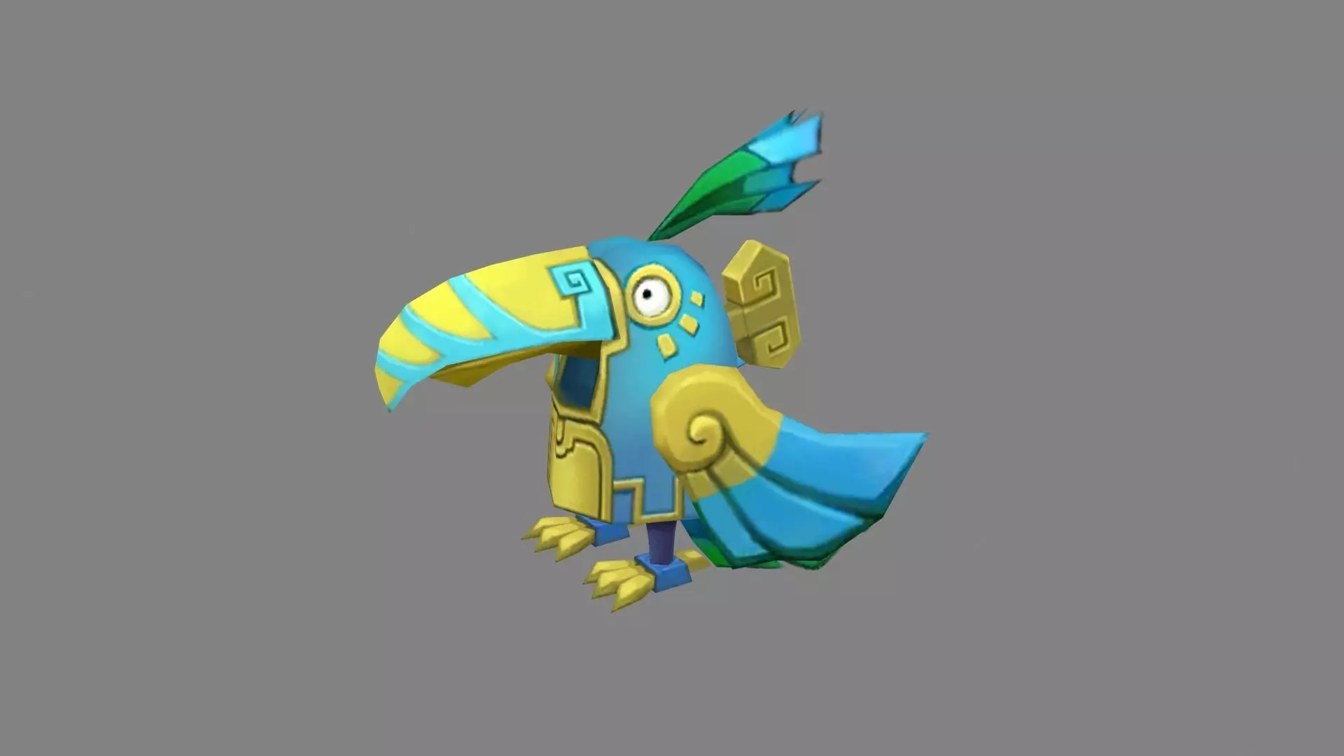 Cartoon organ bird - mechanical bird Low-poly 3D model_0