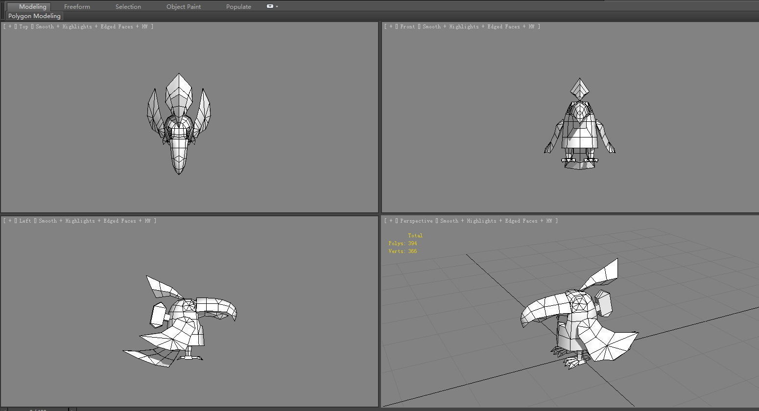 Cartoon organ bird - mechanical bird Low-poly 3D model_5
