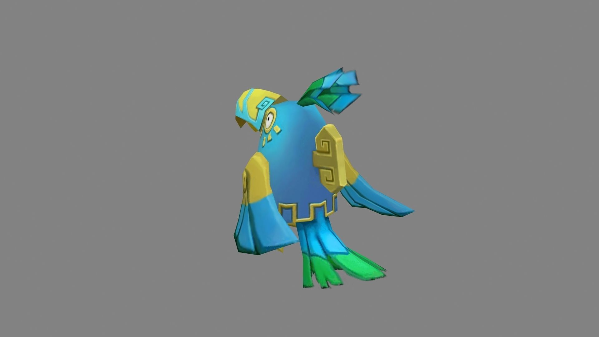 Cartoon organ bird - mechanical bird Low-poly 3D model_2