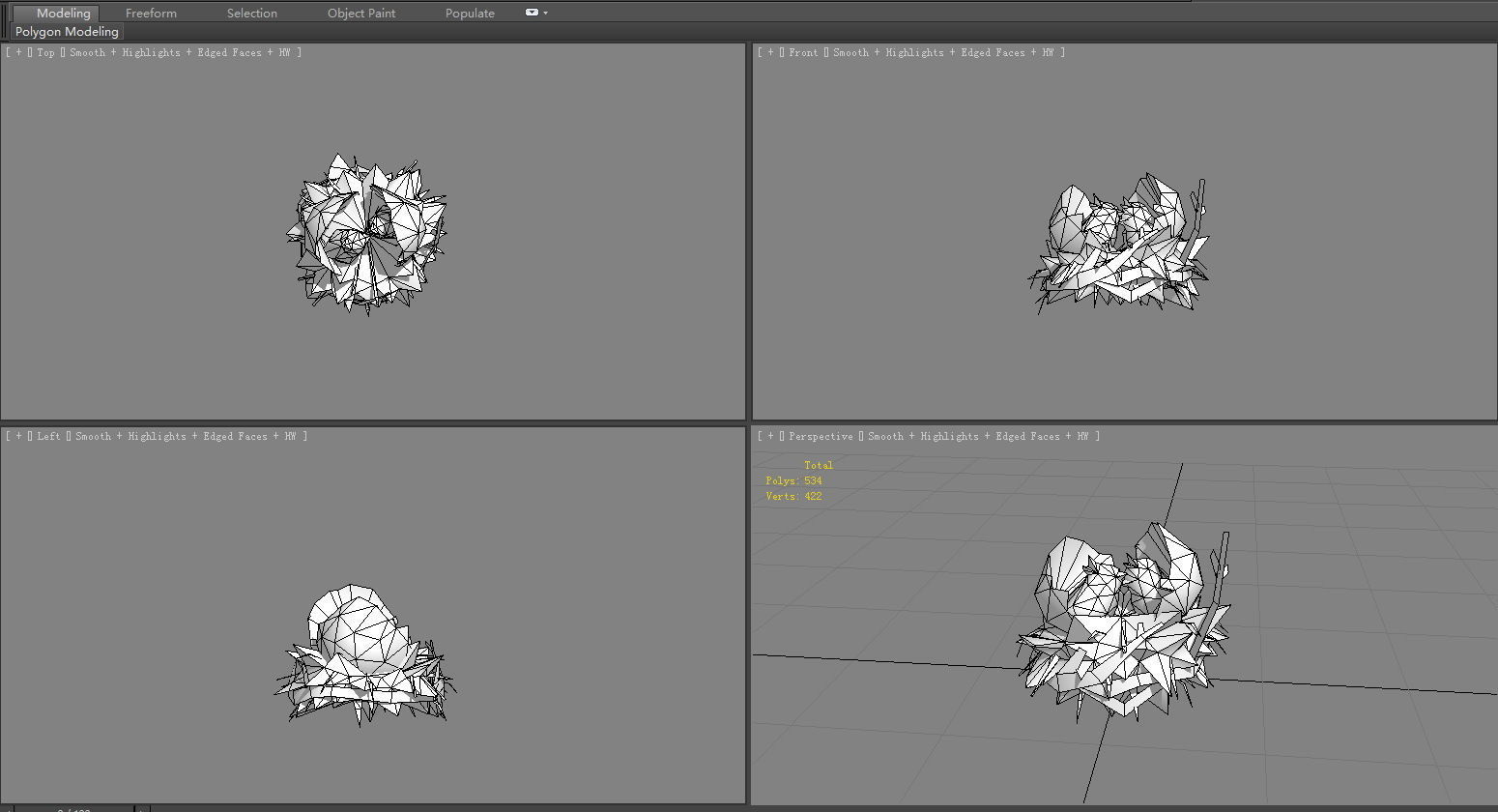 Cartoon bird nest - fledgling - chicks in the nest Low-poly 3D model_5