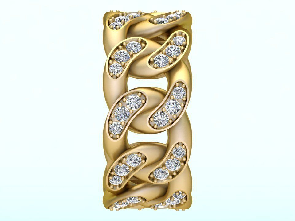 Chain ring - Miami Cuban ring - Link ring - Size 11 3D print model_4
