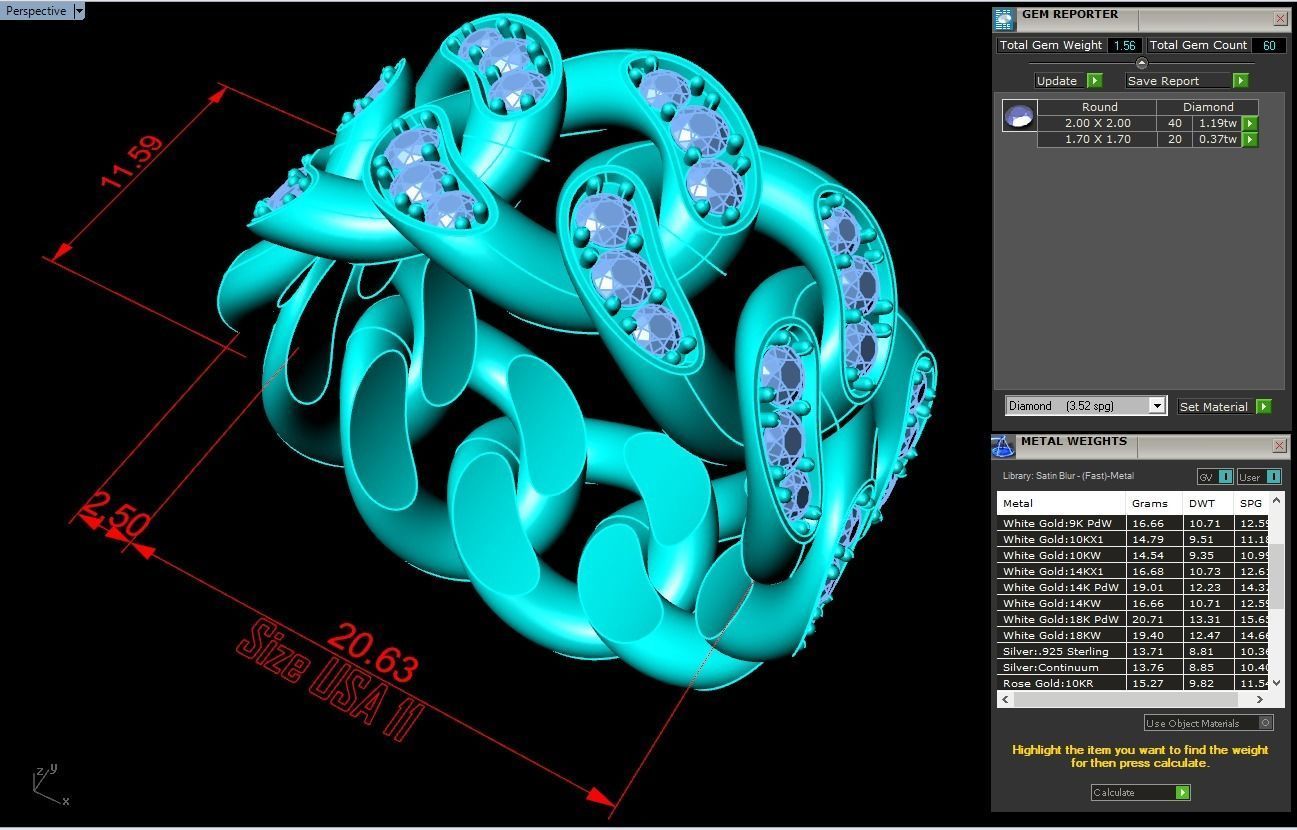 Chain ring - Miami Cuban ring - Link ring - Size 11 3D print model_6