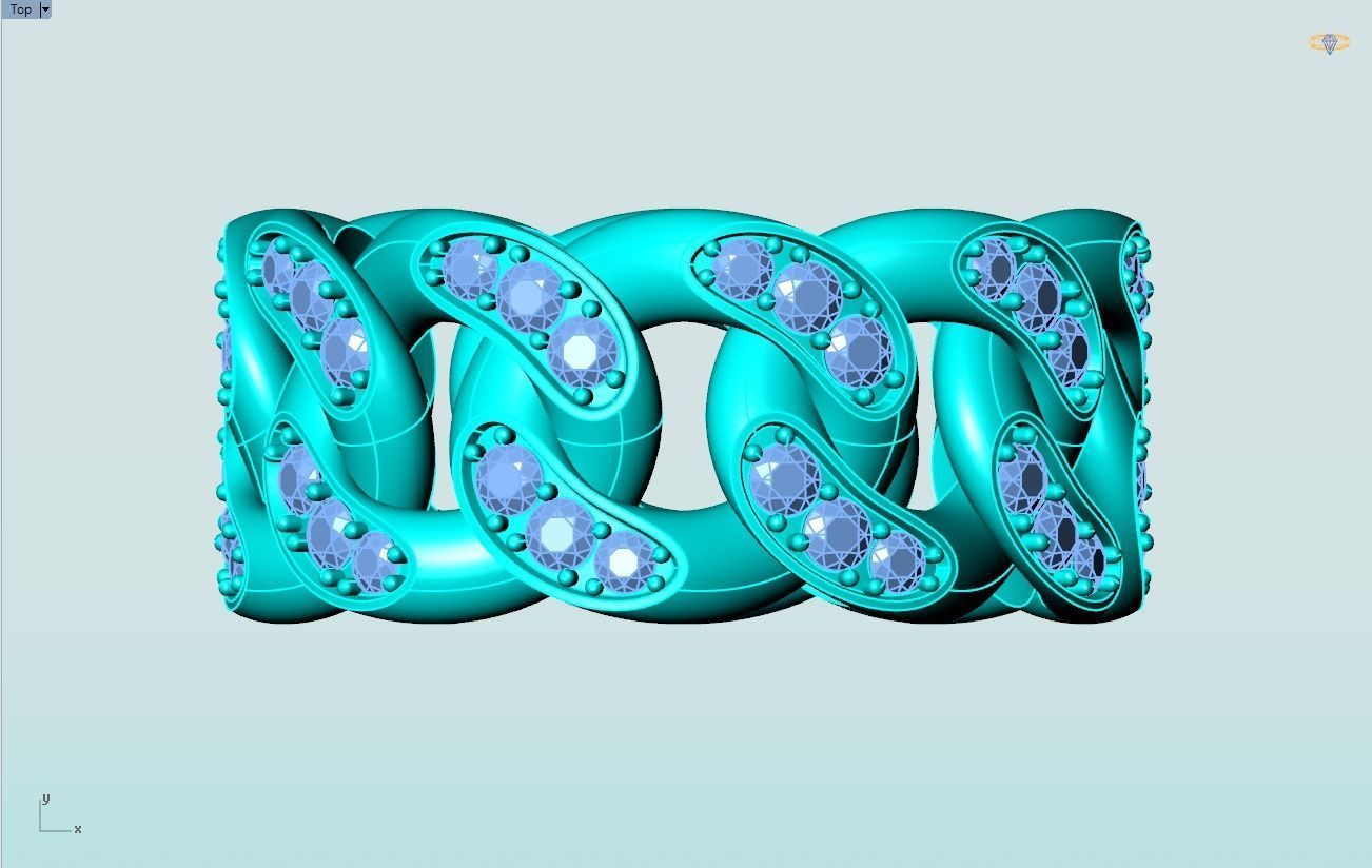 Chain ring - Miami Cuban ring - Link ring - Size 11 3D print model_12