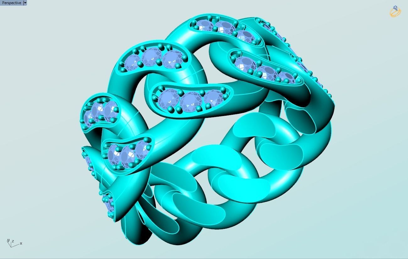 Chain ring - Miami Cuban ring - Link ring - Size 11 3D print model_11