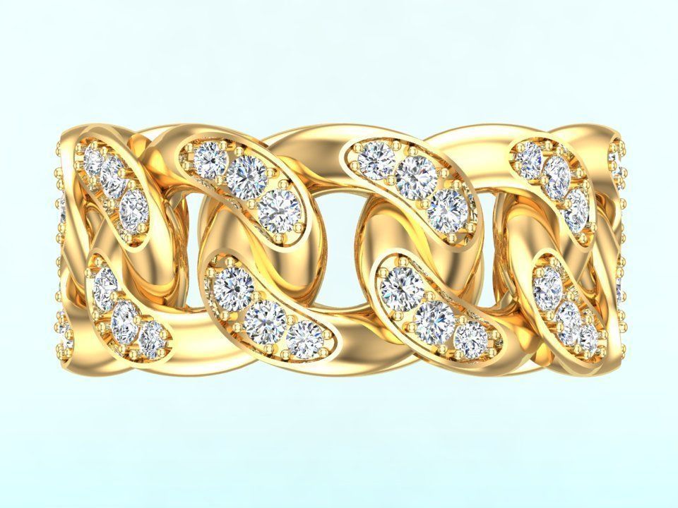 Chain ring - Miami Cuban ring - Link ring - Size 11 3D print model_10