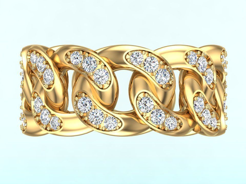 Chain ring - Miami Cuban ring - Link ring - Size 11 3D print model_9