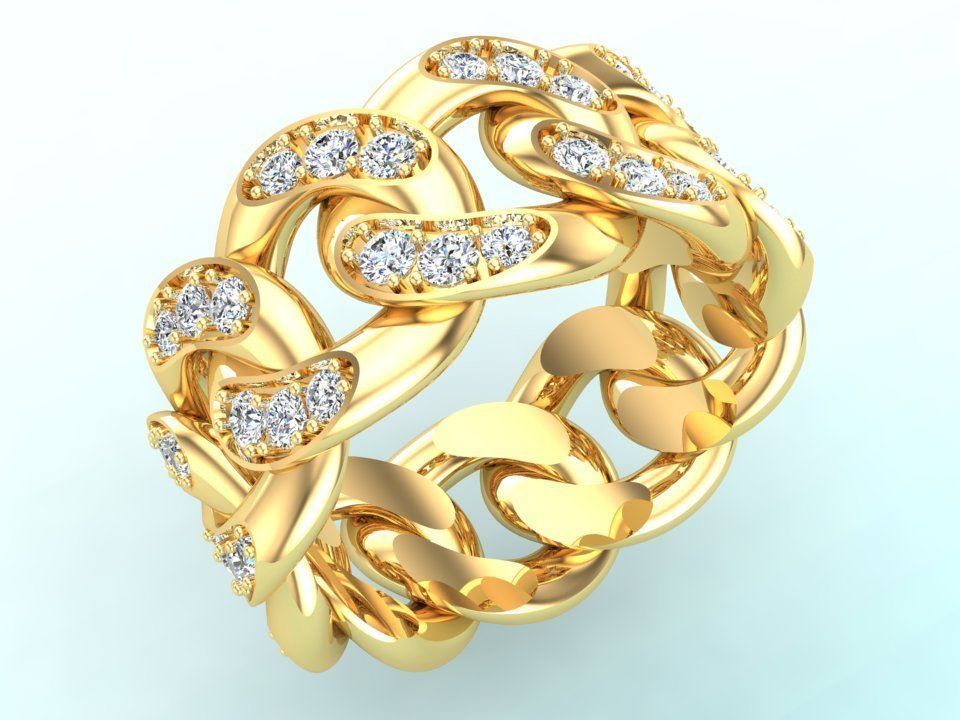 Chain ring - Miami Cuban ring - Link ring - Size 11 3D print model_1