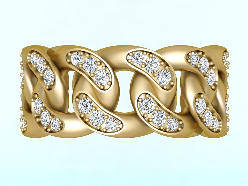 Chain ring - Miami Cuban ring - Link ring - Size 11 3D print model_3