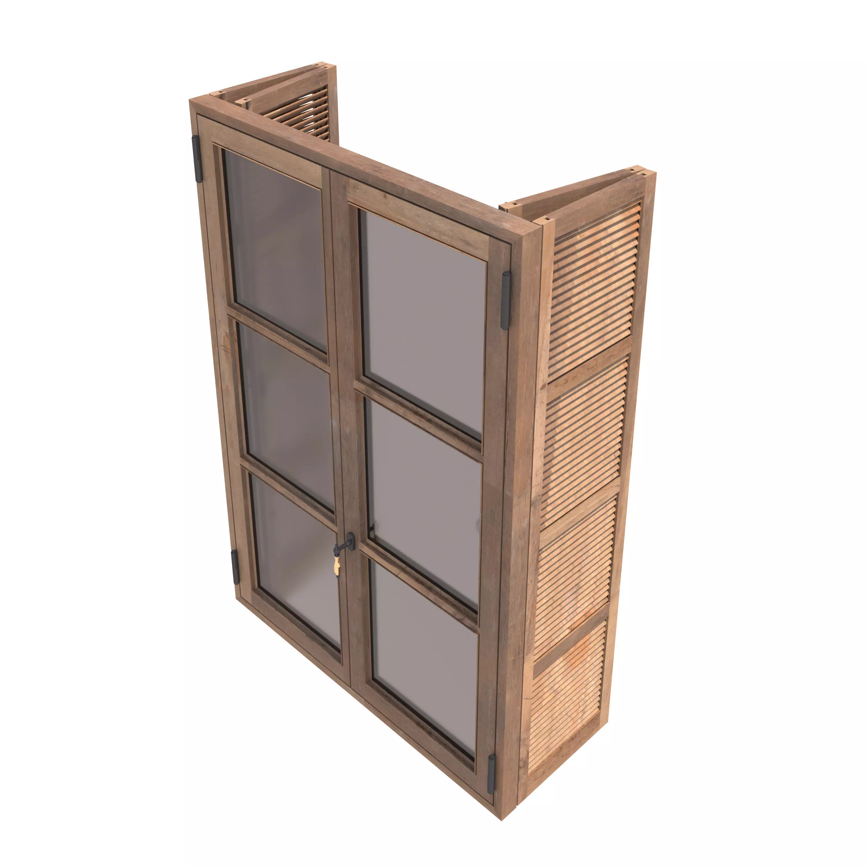 Wood Window with Shutters 3D model_0