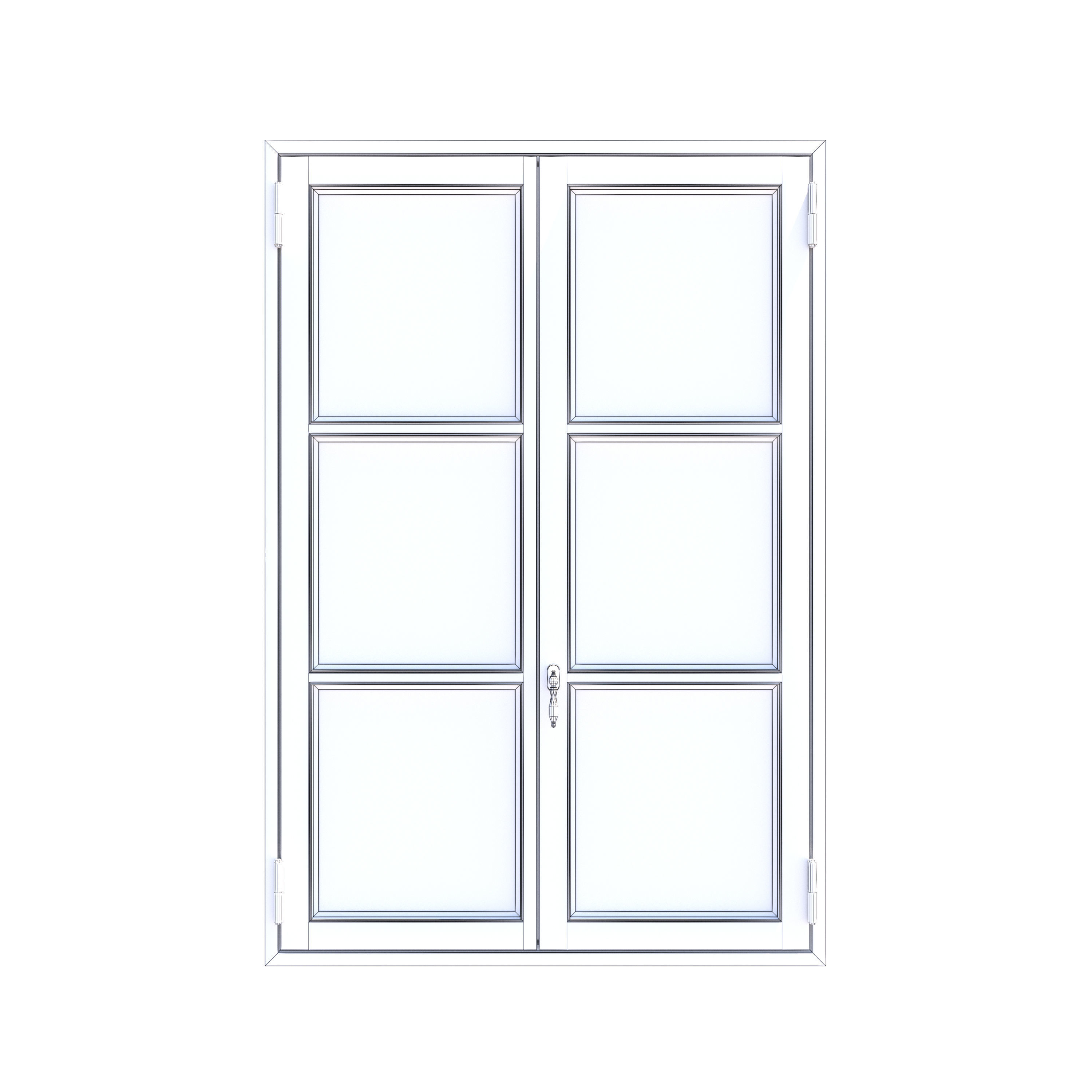 Wood Window with Shutters 3D model_3