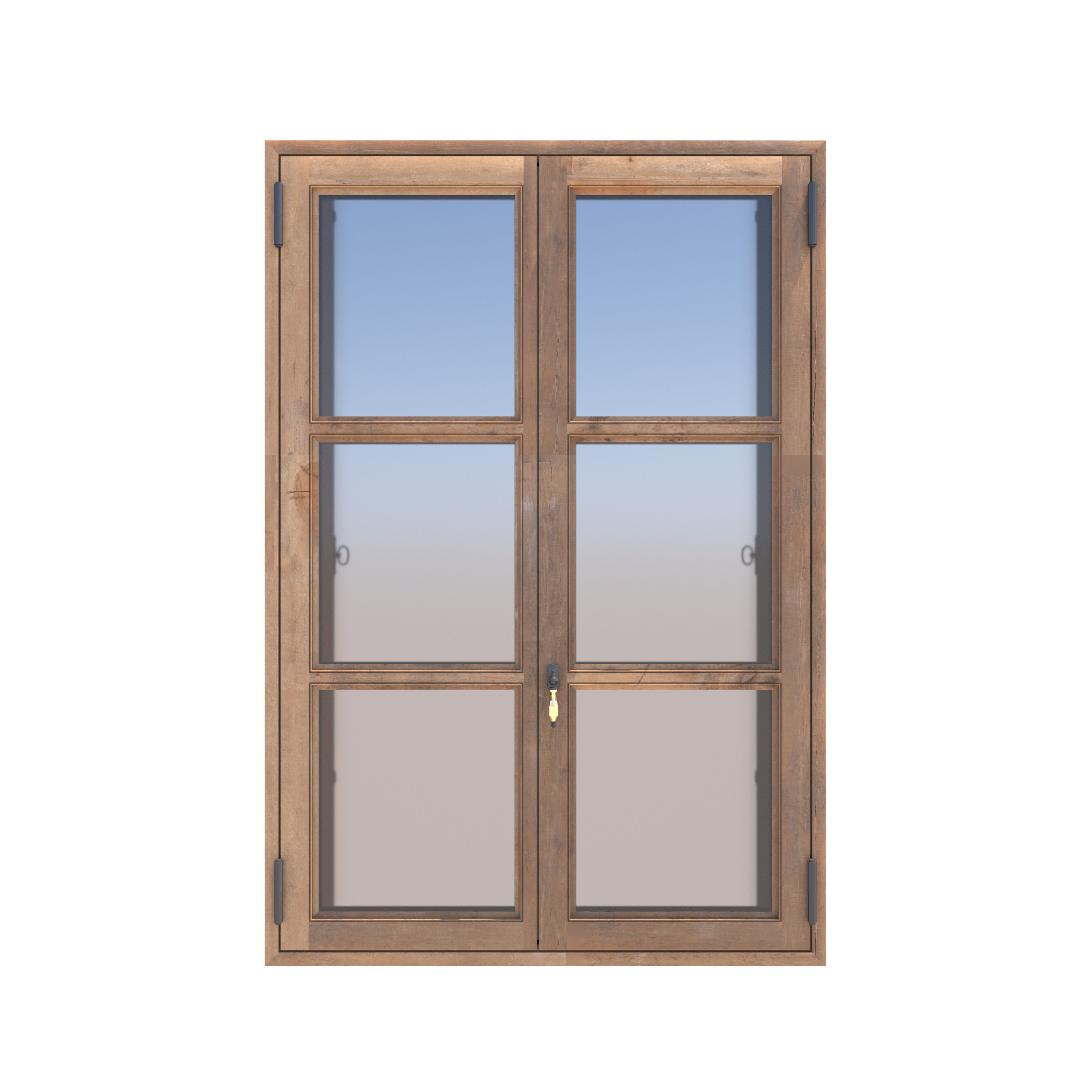 Wood Window with Shutters 3D model_2