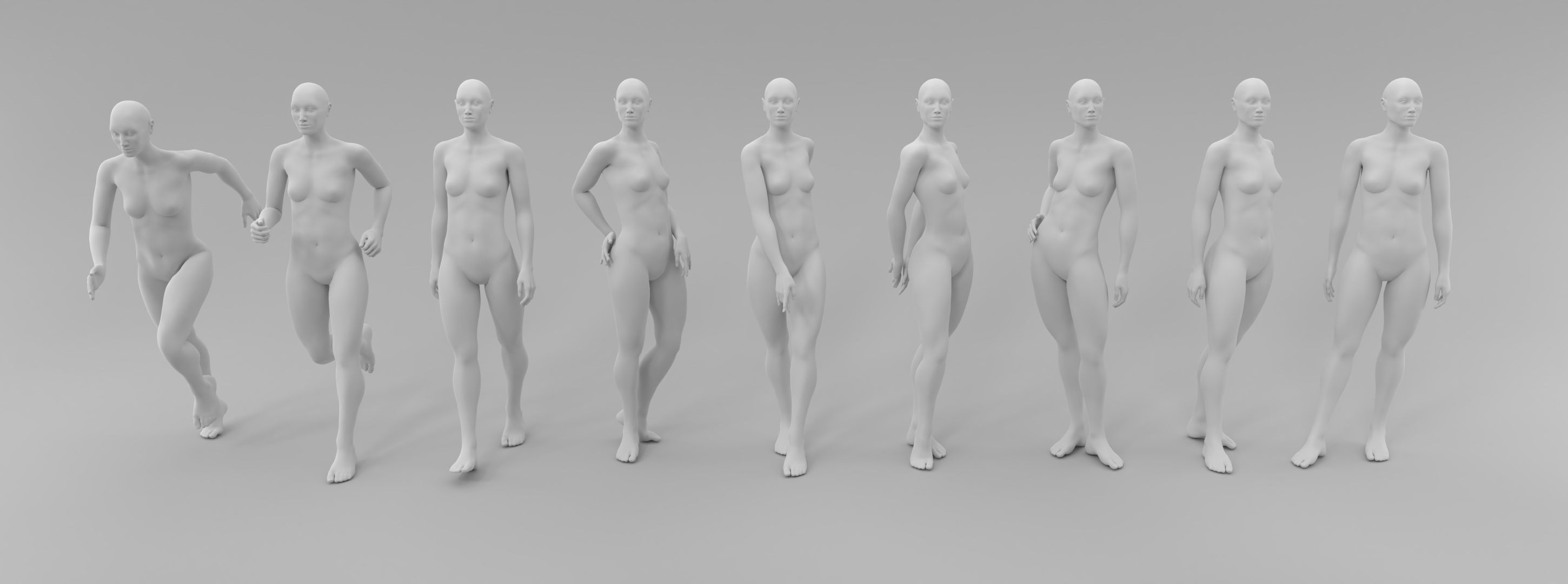 female fashion mannequin catwalk pose Low-poly 3D model_3