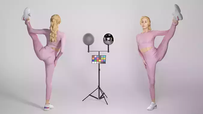 Beautiful woman stretching leg 300 Low-poly 3D model