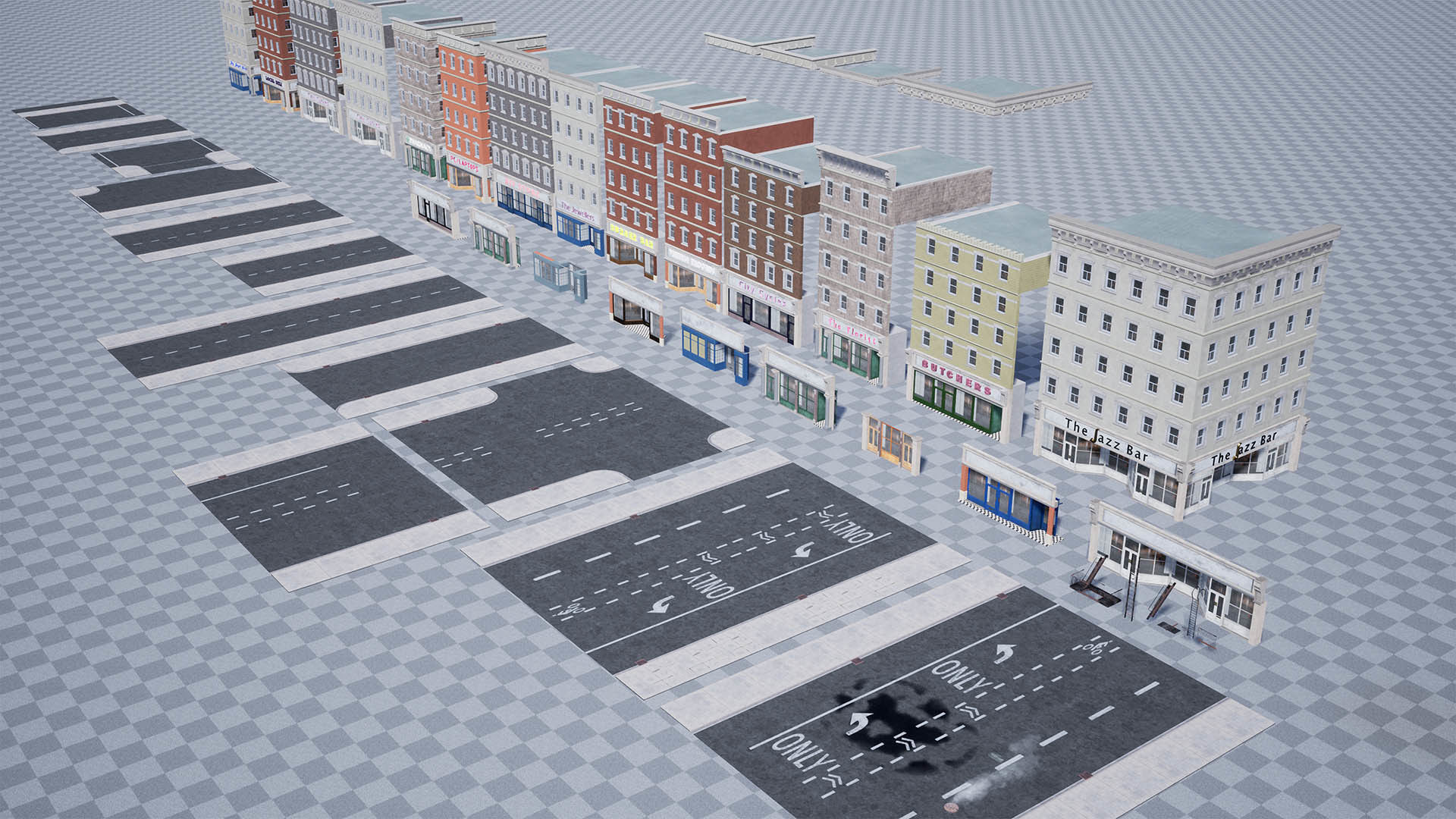 City Shops - Modular Kit - Unreal 4 Low-poly 3D model_19