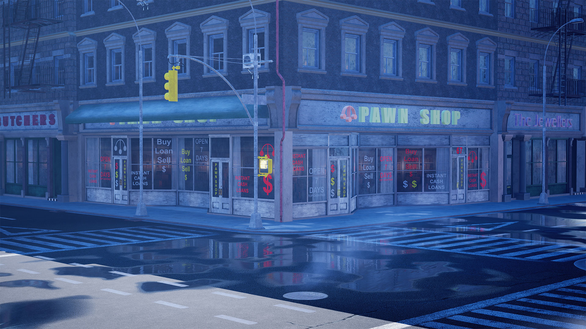 City Shops - Modular Kit - Unreal 4 Low-poly 3D model_9