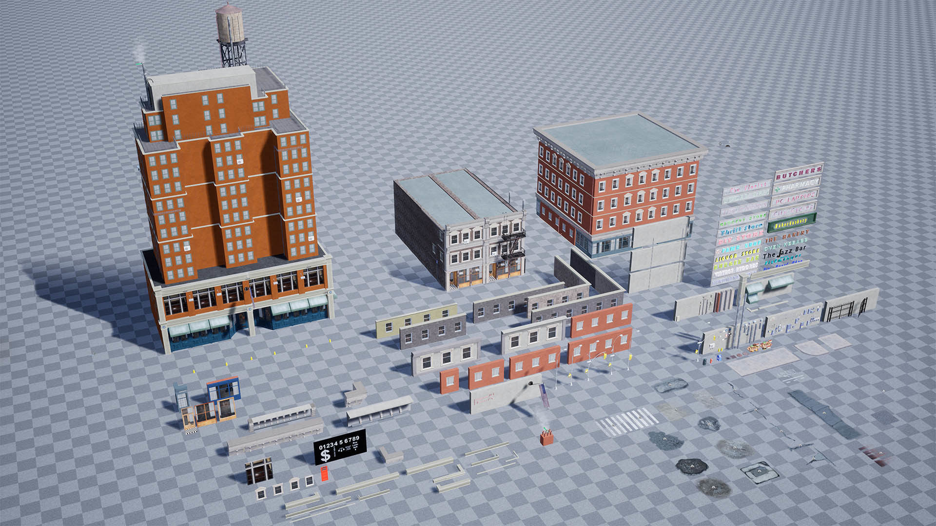 City Shops - Modular Kit - Unreal 4 Low-poly 3D model_16