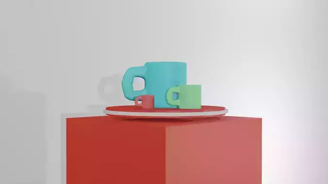 3D Cups three mugs Low-poly 3D model