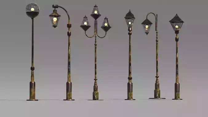 street lamp medieval Low-poly 3D model