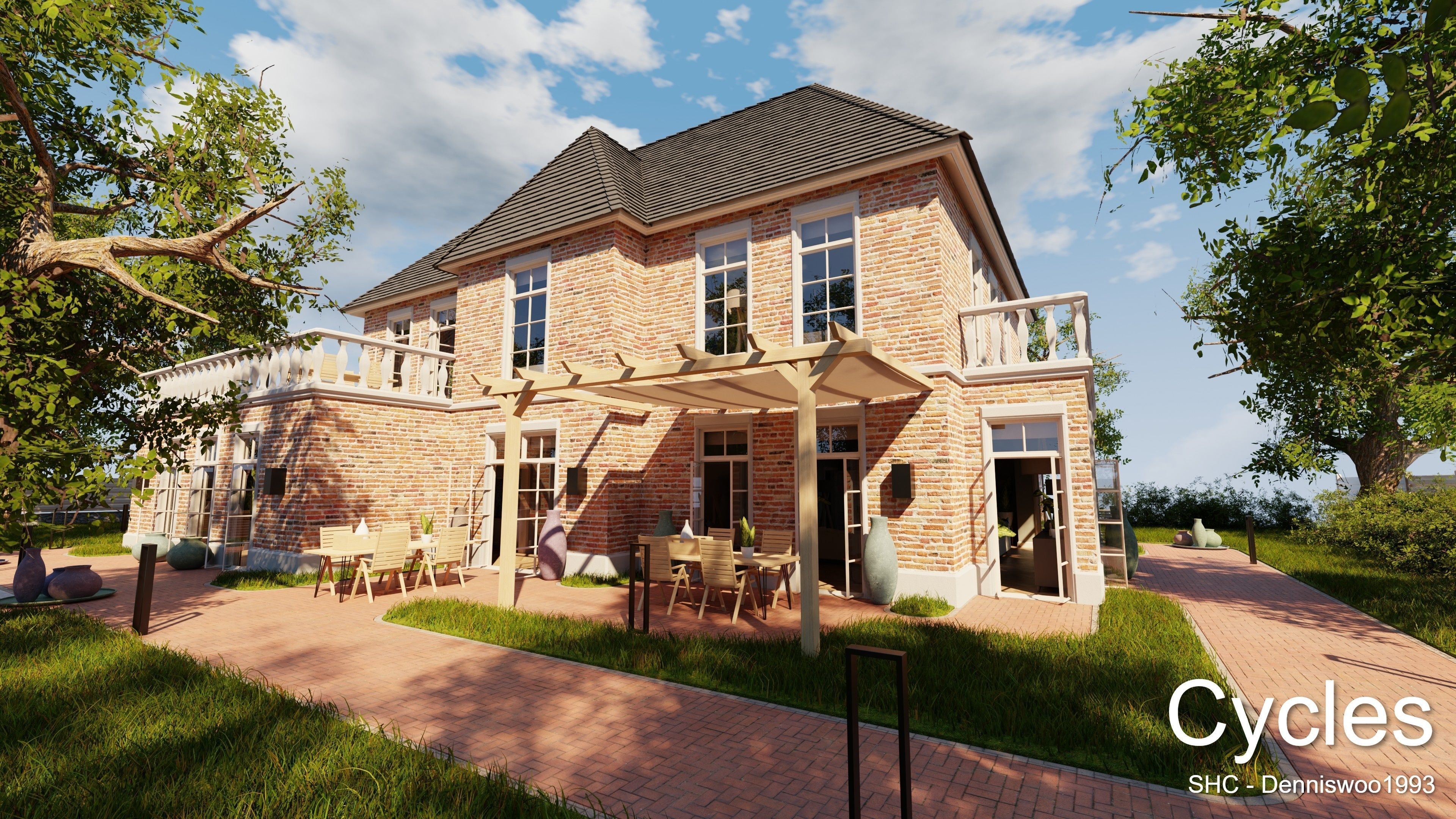 Classic villa 2021 Blender Eevee and Cycles 1 Low-poly 3D model_11