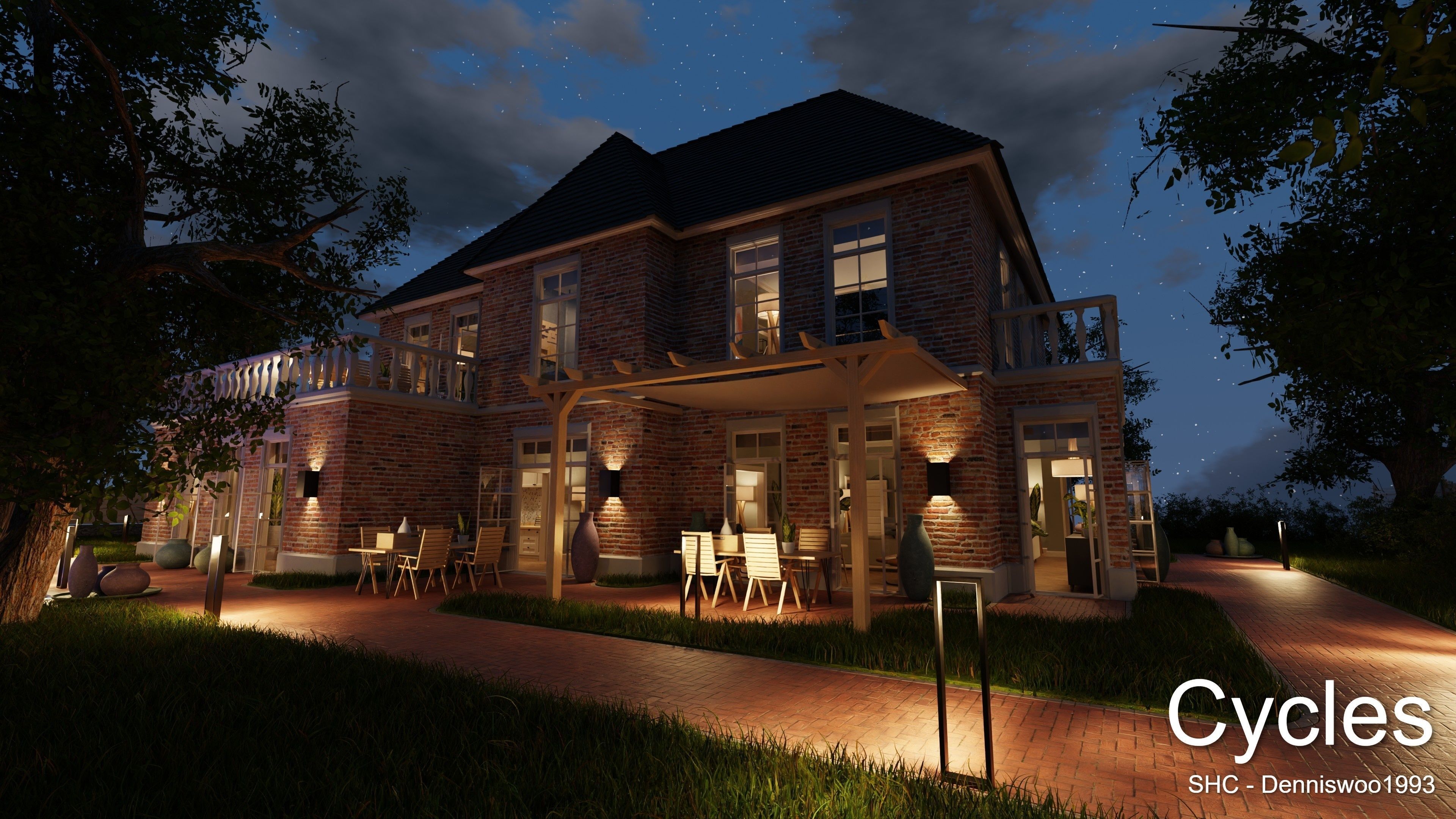 Classic villa 2021 Blender Eevee and Cycles 1 Low-poly 3D model_20