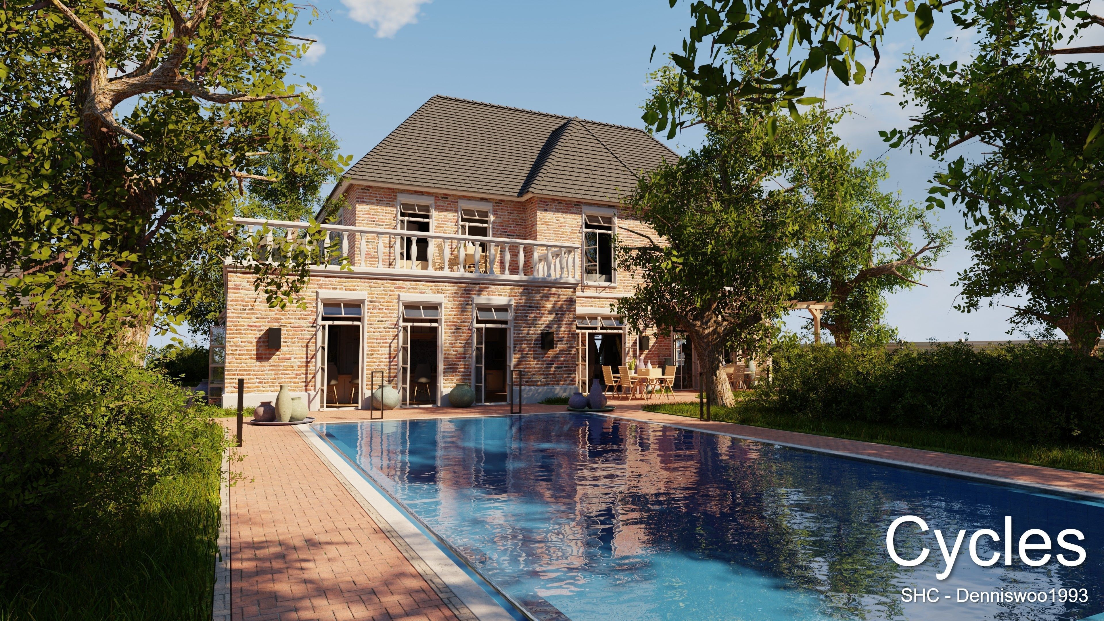 Classic villa 2021 Blender Eevee and Cycles 1 Low-poly 3D model_3