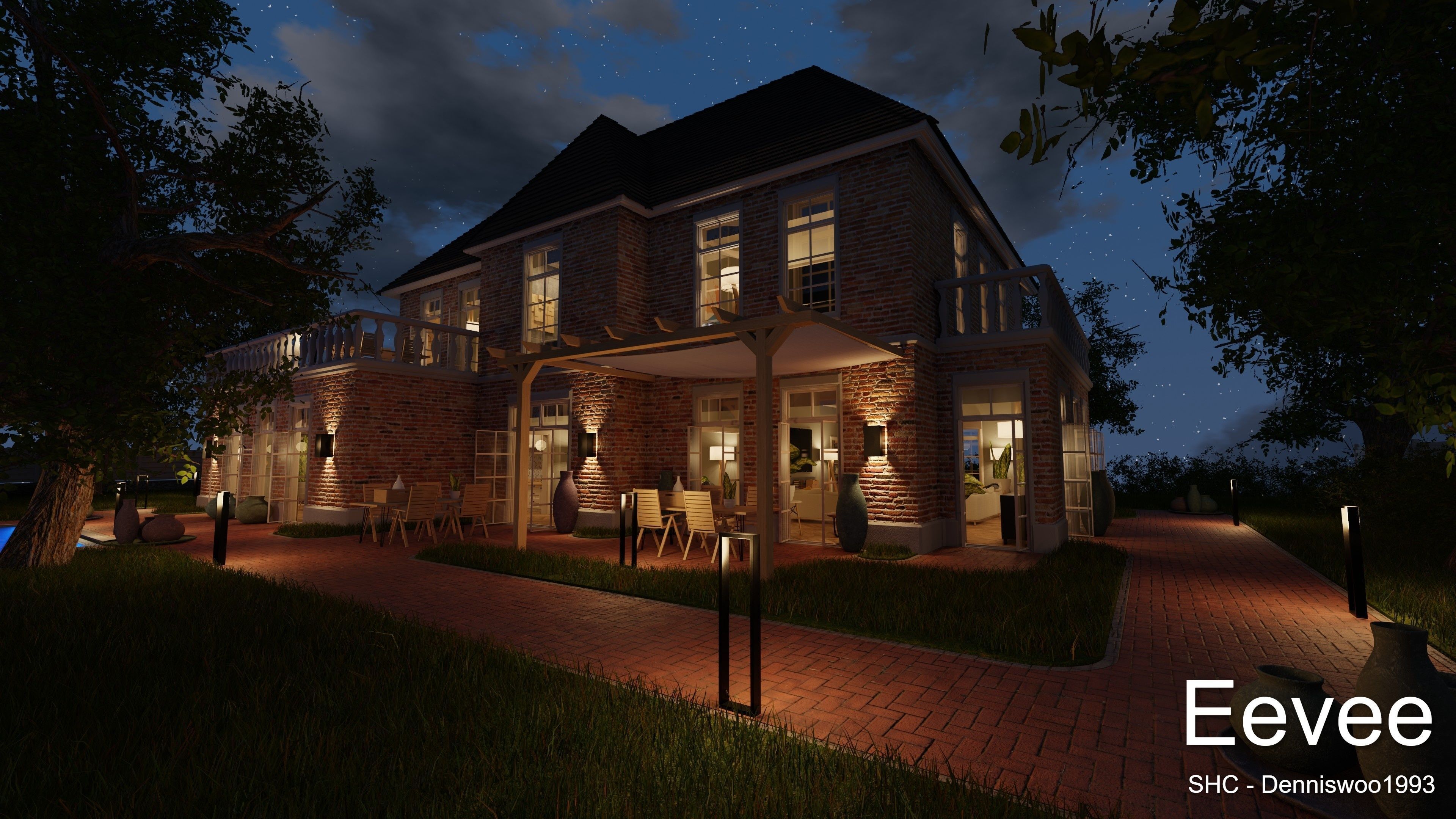 Classic villa 2021 Blender Eevee and Cycles 1 Low-poly 3D model_55